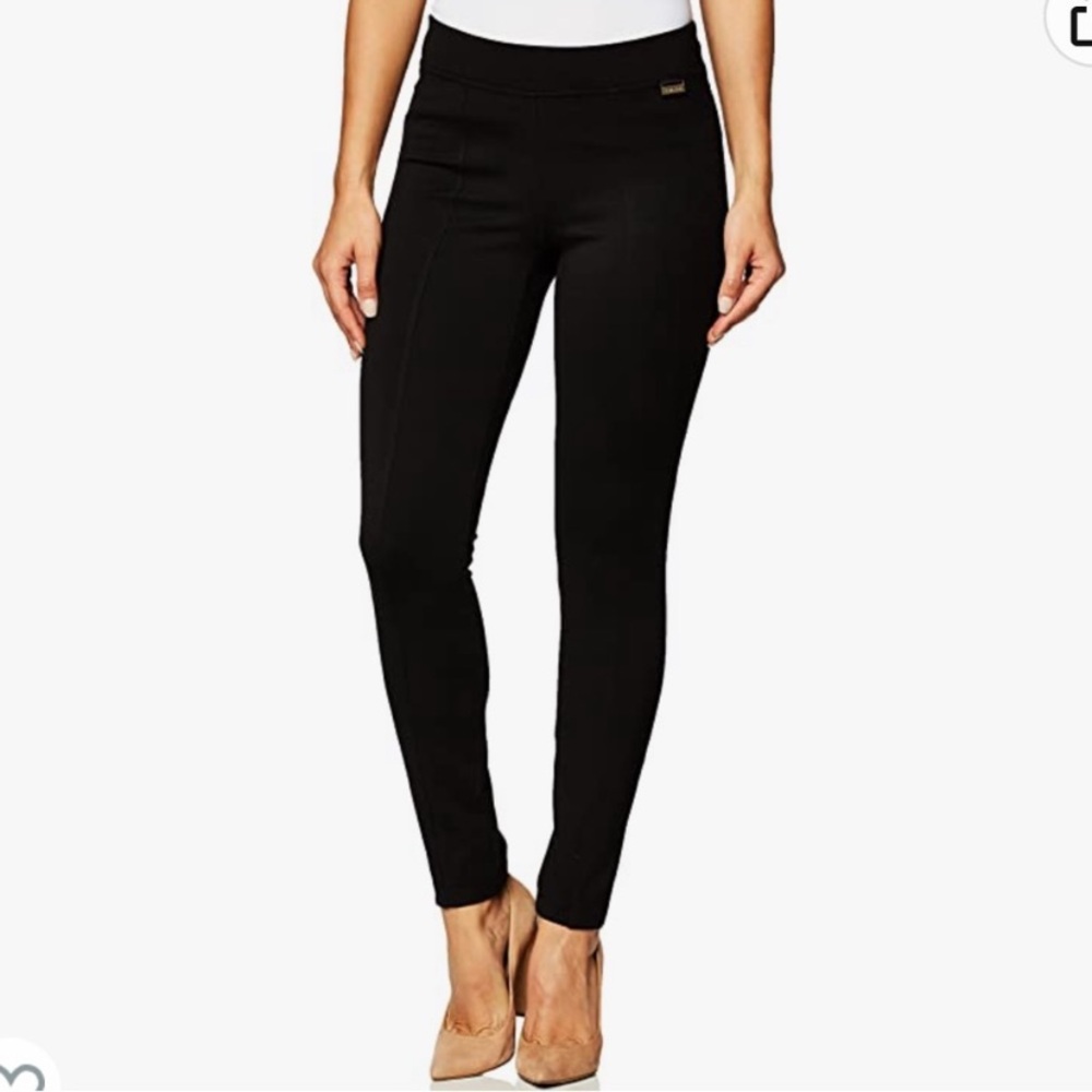 Calvin Klein Black Skinny Stretch Mid Rise Pants Leg Center Seam Detail